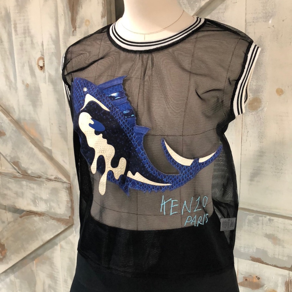 Sheer net boxy shark top